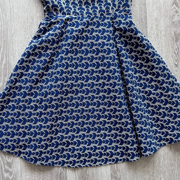 Zara Basic XS Embroidered Blue & Gray Backless Fit & Flare Dress - Picture 4 of 11